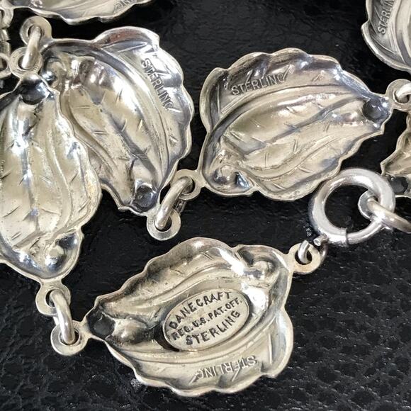 Vintage Danecraft 925 Sterling Silver Double Leaf Necklace 15.5" - Picture 2 of 16
